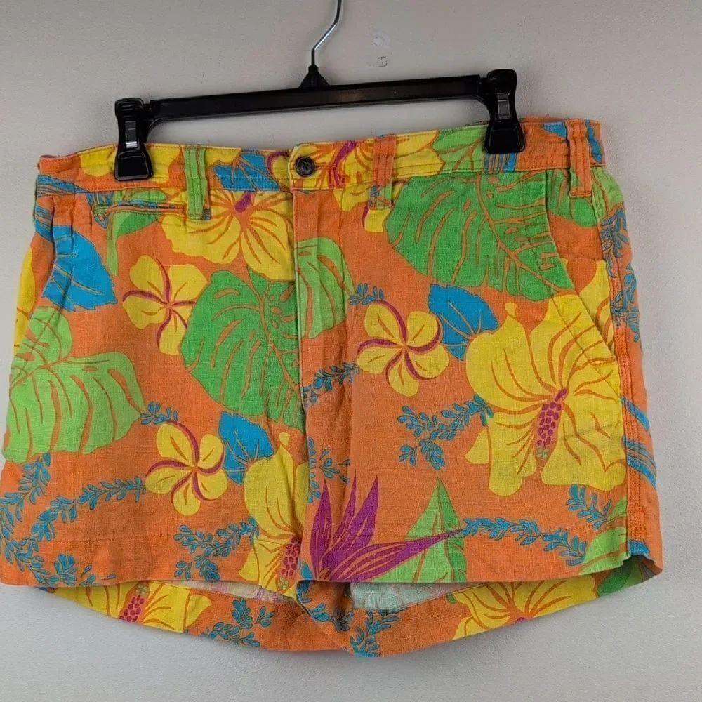 Polo Ralph Lauren Tropical Floral Shorts Size 8 Linen Blend Classic Summer